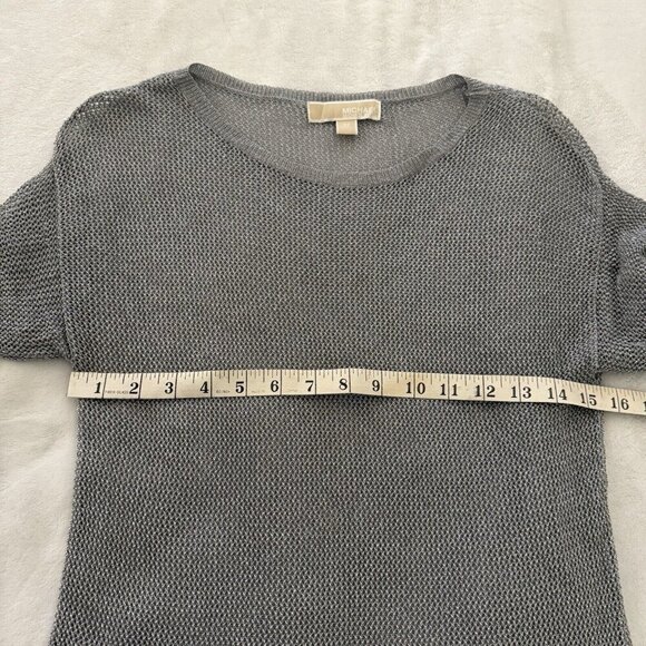 MICHAEL KORS XS Open Knit Mesh Metallic Dolman Top Silver Castlecore - Picture 10 of 10